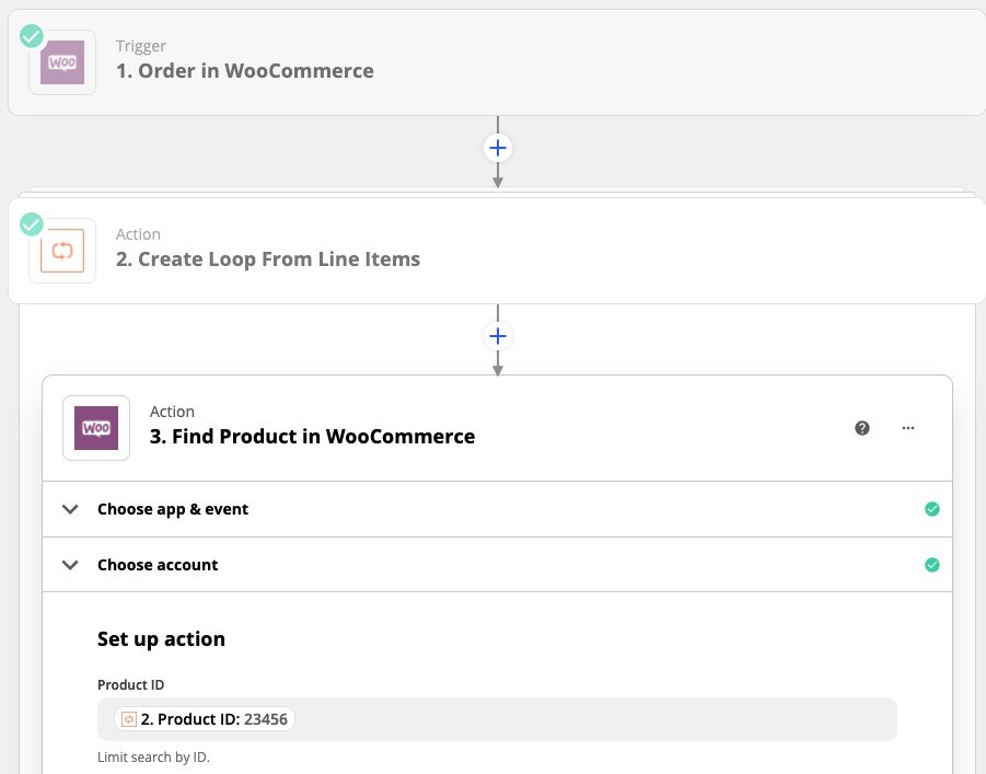 Looping by Zapier Find Product Setup